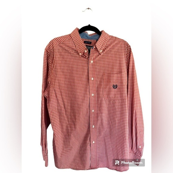 Chaps Red/ orange Long Sleeve button down - Picture 1 of 3